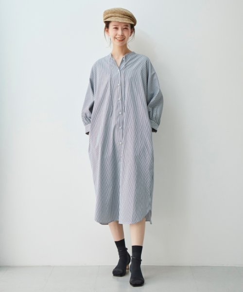 パールボタンドルマンシャツワンピース