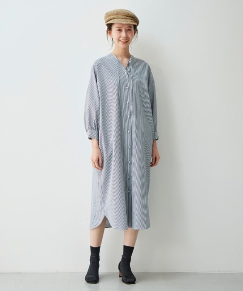 パールボタンドルマンシャツワンピース