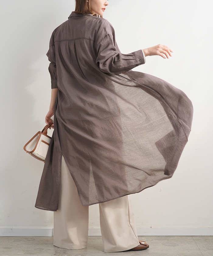 羽織にリネン】リネンコットン ロングシャツ シンプル