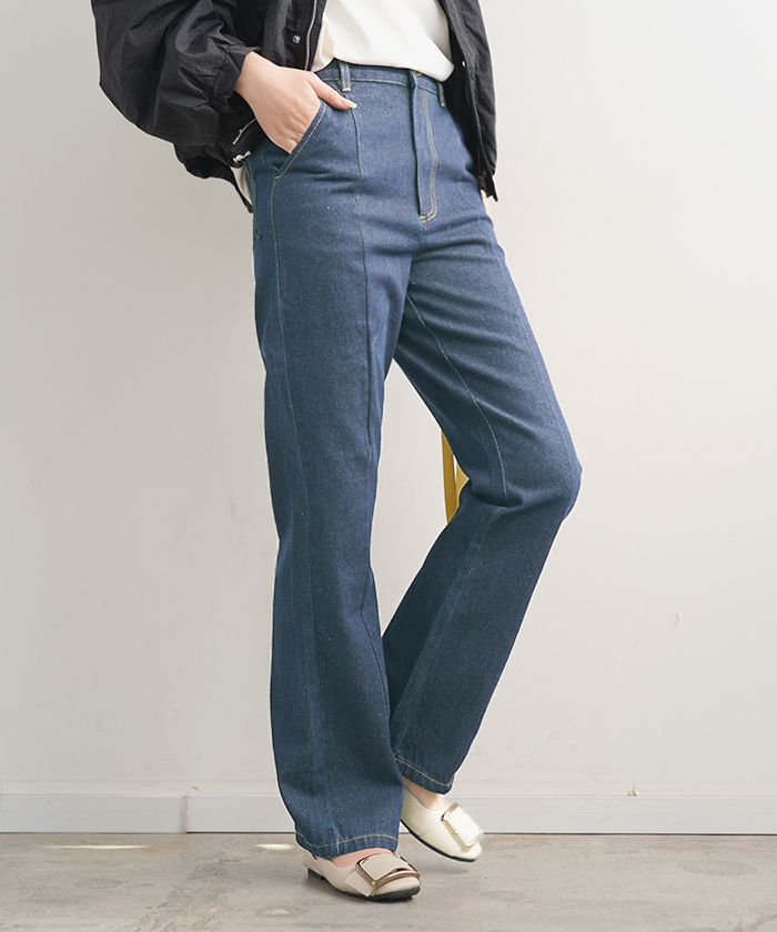 デニム センターライン ストレートデニム ストレートパンツ ハイ