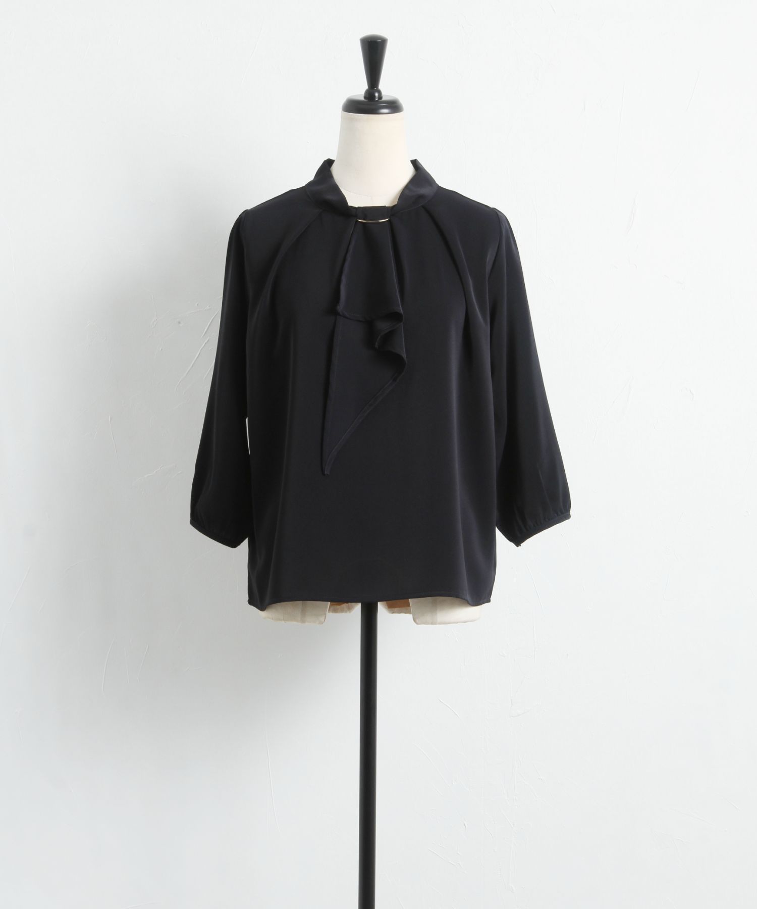めろ　ブラウスセット ツートーン ジョーゼット タイネック ブラウス