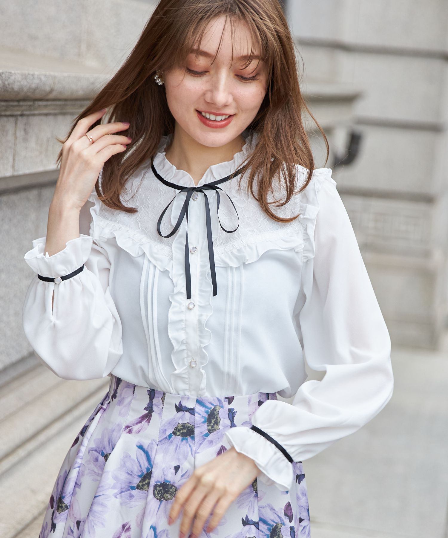 トッコクローゼット tocco closet ボウタイりぼん半袖ブラウス