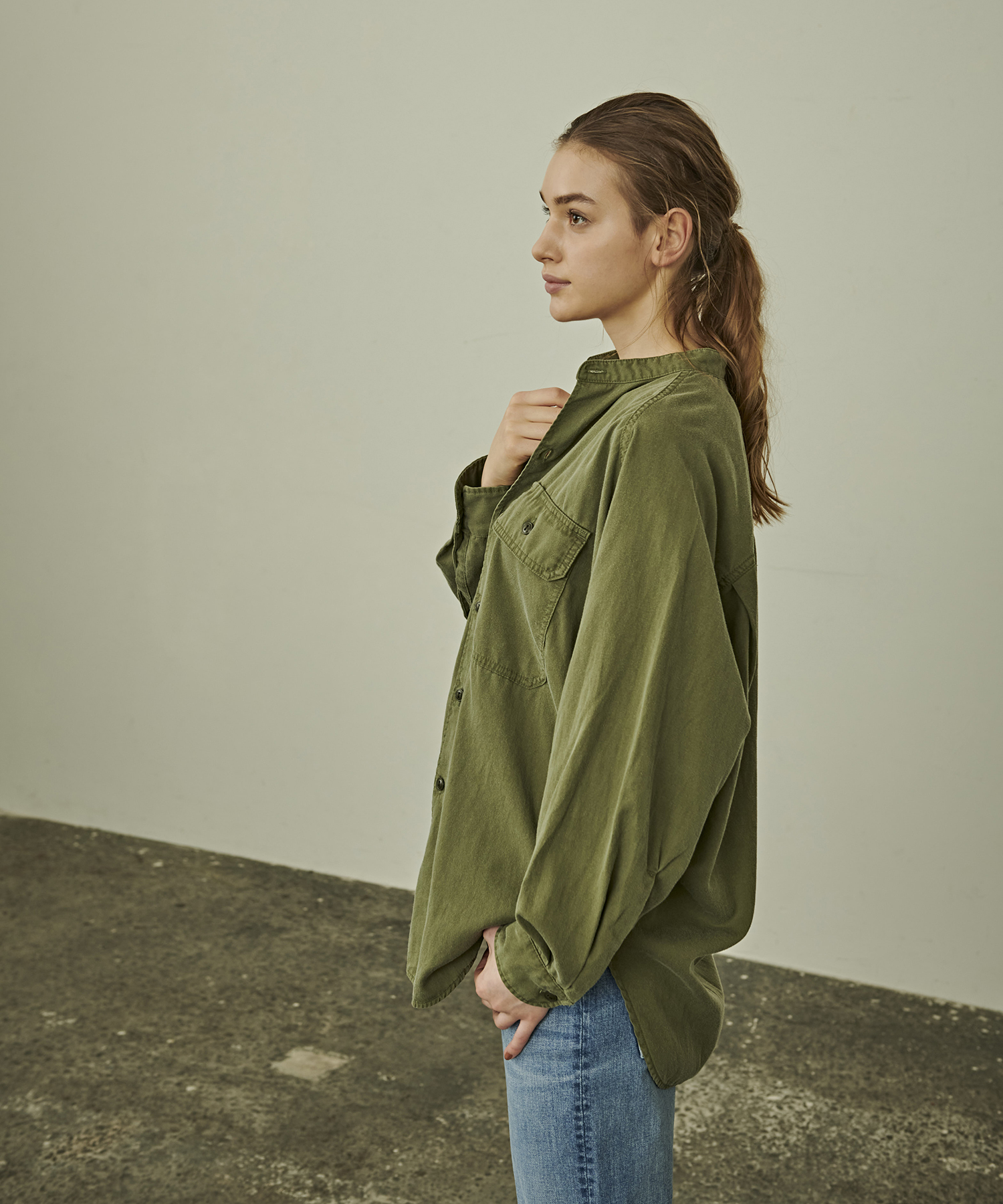 セール 30%OFF】「KHA:KI / カーキ」ワイドスリーブミリタリーシャツ セール 30%OFF】「KHA:KI / カーキ」ワイドスリーブミリタリーシャツ