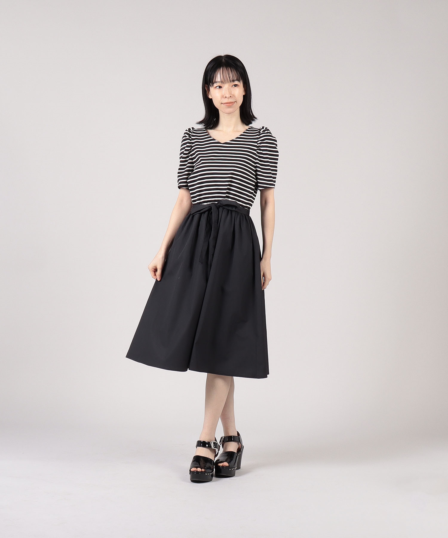美品　To b. by agnes b. バスクボーダーコンボ ワンピース 美品 To b. by agnes b. バスクボーダーコンボ ワンピース