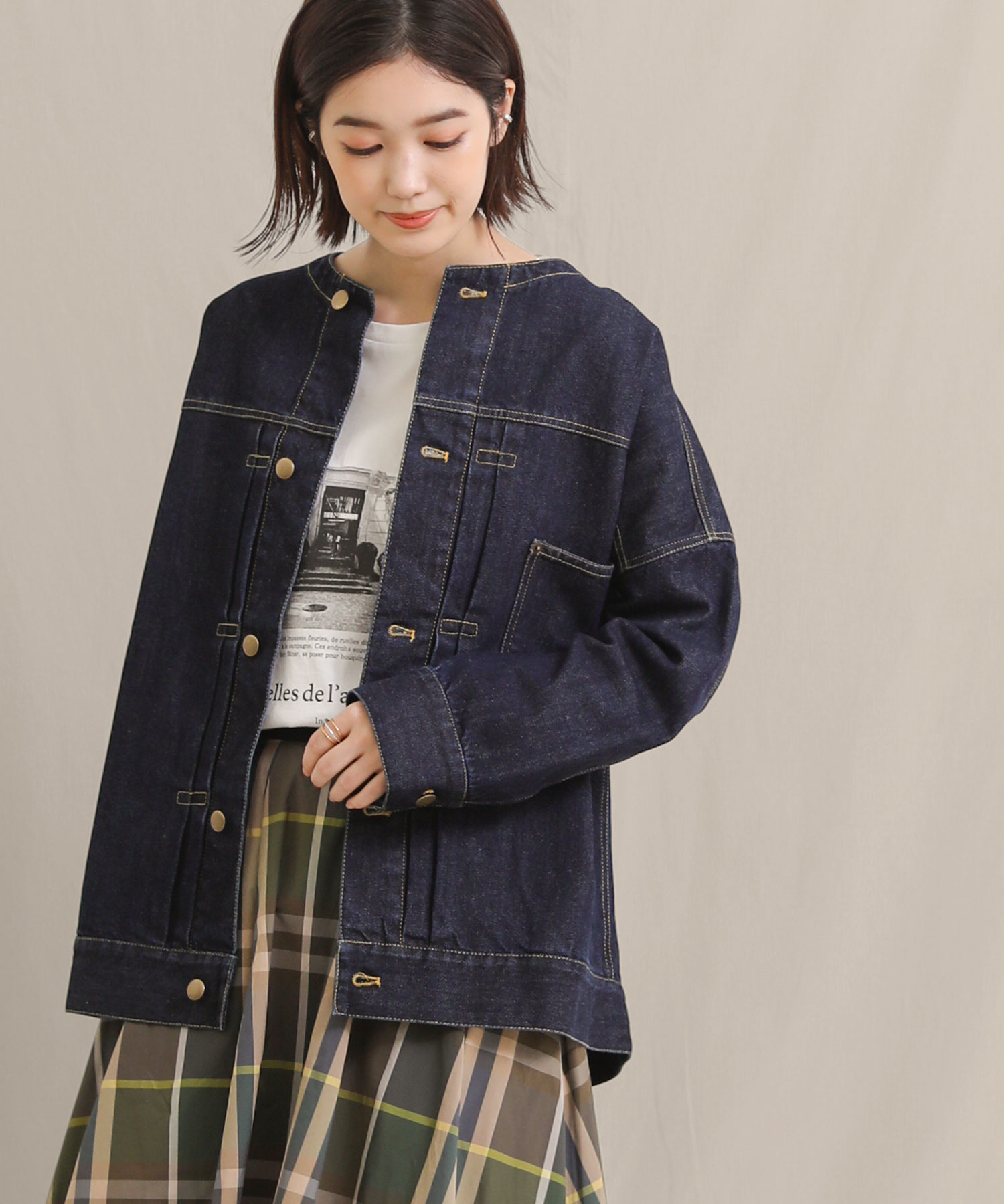 セール 40%OFF】デニムノーカラージャケット(504565965) | グレディ ...