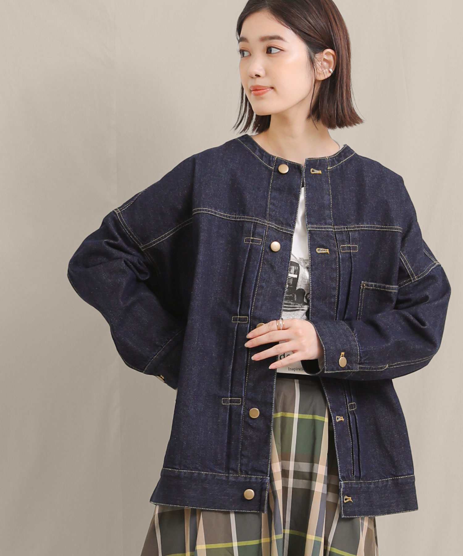 セール 40%OFF】デニムノーカラージャケット(504565965) | グレディ ...