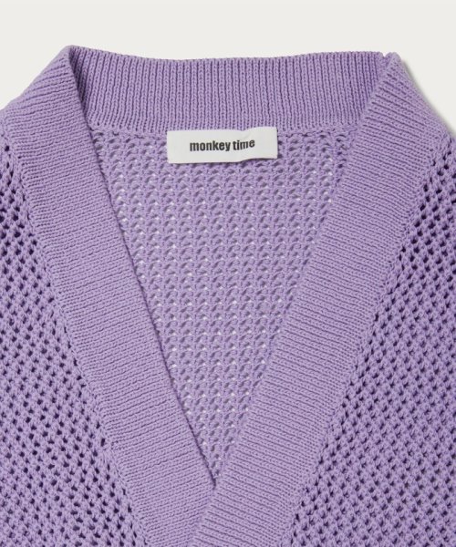 ＜monkey time＞ CTN MESH V NECK CARDIGAN/カーディガン