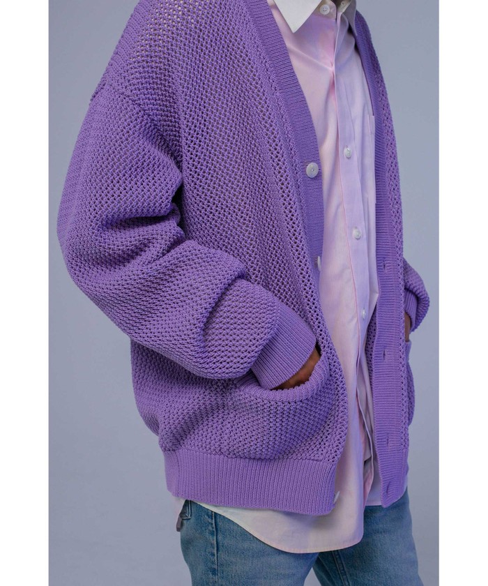 monkey time＞ CTN MESH V NECK CARDIGAN/カーディガン