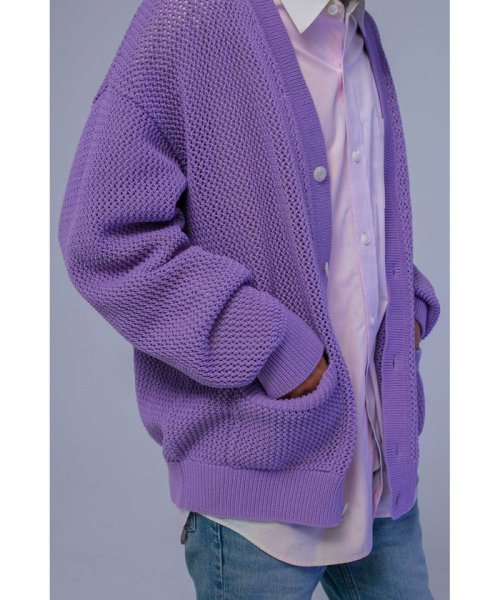 ＜monkey time＞ CTN MESH V NECK CARDIGAN/カーディガン
