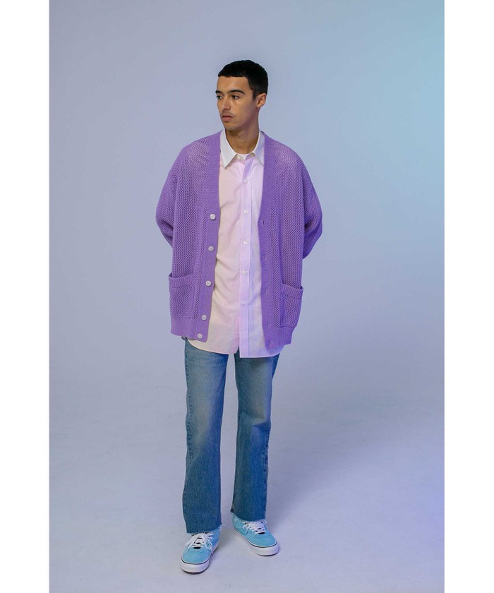 monkey time＞ CTN MESH V NECK CARDIGAN/カーディガン