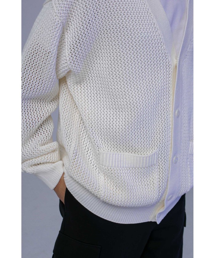monkey time＞ CTN MESH V NECK CARDIGAN/カーディガン