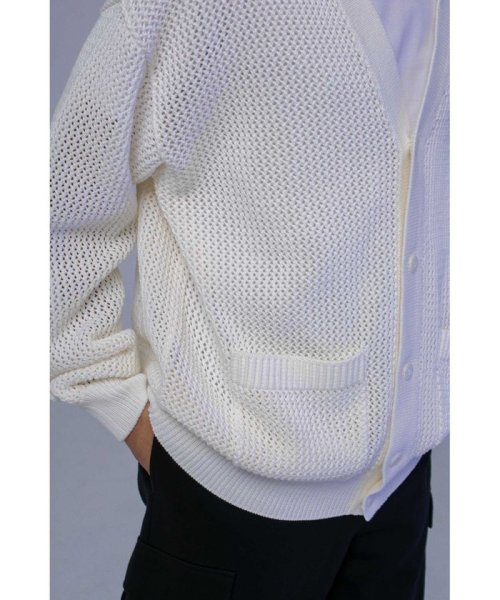 ＜monkey time＞ CTN MESH V NECK CARDIGAN/カーディガン