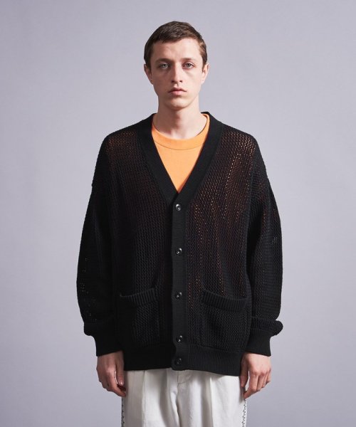 ＜monkey time＞ CTN MESH V NECK CARDIGAN/カーディガン