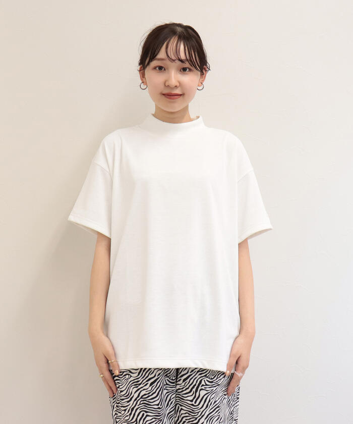 LUXEAKMPLUS - LOGO MOCK NECK / 光沢ロゴ モックネック Tシャツ