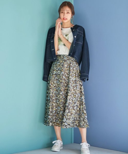 【any SiS×plantica】フラワープリント スカート