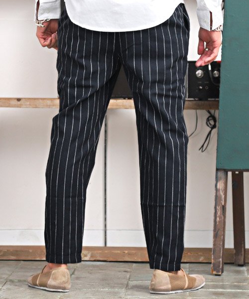 セール15 Off 綿麻ストライプパンツ アンクルパンツ メンズ イージーパンツ 麻混 綿麻 リネン ラグスタイル Luxstyle D Fashion