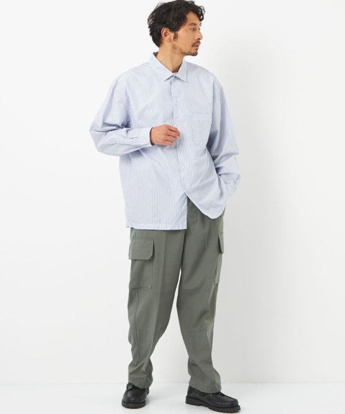 ＜DANTON（ダントン）＞ストライプ ドットボタン シャツ