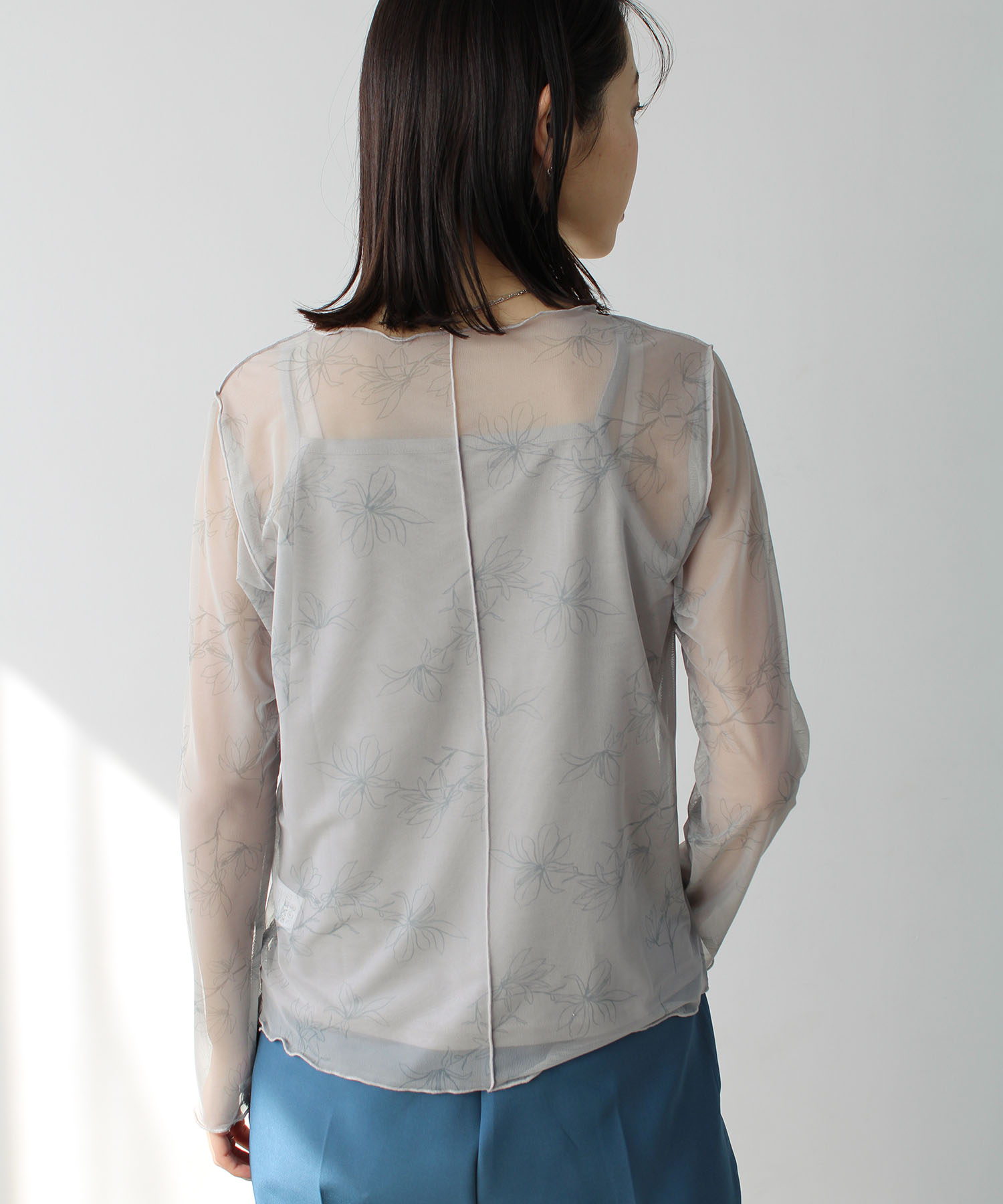 TORRAZZODONNA♡shikinaコラボ　フローラルシアーフレアトップス TORRAZZODONNA♡shikinaコラボ フローラルシアーフレアトップス