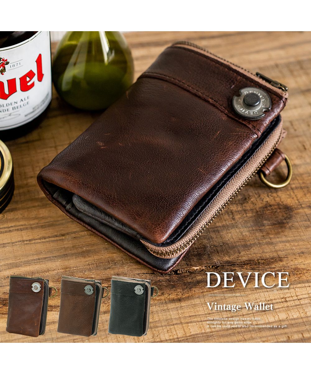 セール】DEVICE ヴィンテージ 二つ折り財布 (500581151) | デバイス 