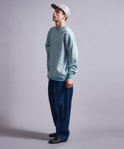 ＜monkey time＞ MIX WAFFLE CREW NECK/カットソー