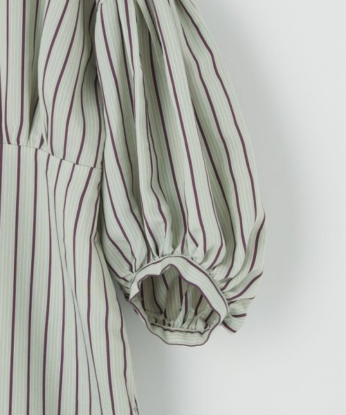 ＜EMMEL REFINES（エメル リファインズ）＞EM バルーンスリーブ ストライプ ワンピース