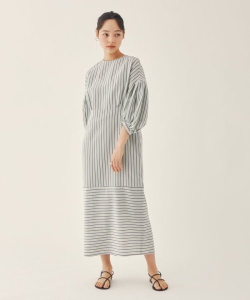 ＜EMMEL REFINES（エメル リファインズ）＞EM バルーンスリーブ ストライプ ワンピース