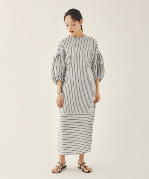 ＜EMMEL REFINES（エメル リファインズ）＞EM バルーンスリーブ ストライプ ワンピース