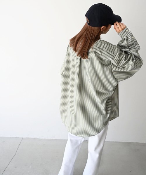 El mar(エルマール)ボタンダウンストライプルーズシャツ