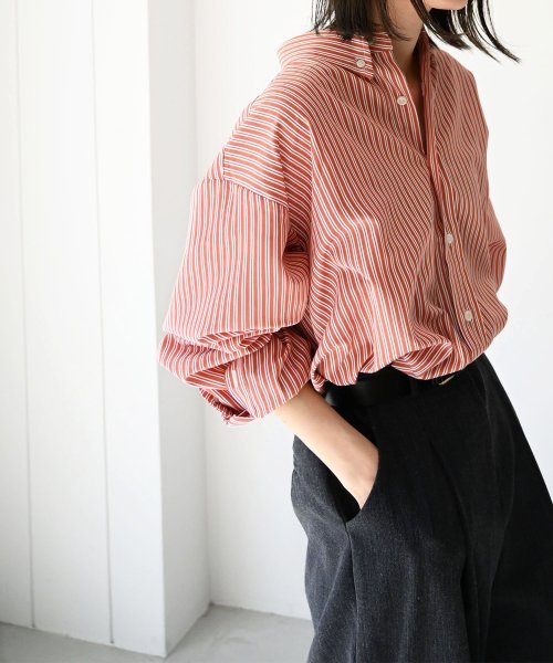 El mar(エルマール)ボタンダウンストライプルーズシャツ