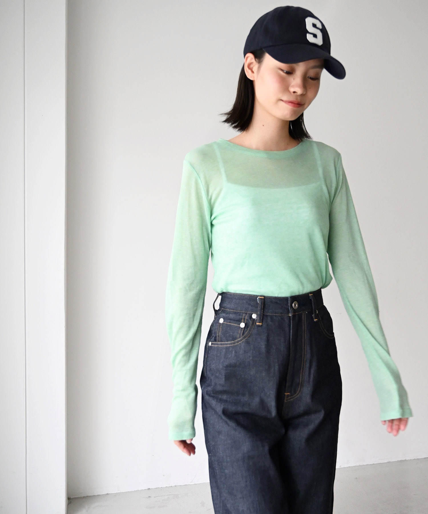 キャナルジーン El mar(エルマール) ベロアフィットロングTシャツ　新作 キャナルジーン CANAL JEAN El mar(エルマール) ベロアフィット