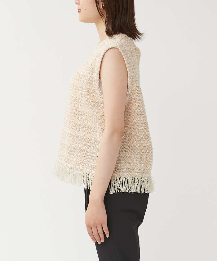 セール 30%OFF】ストライプフリンジニット(504587989) | qualite