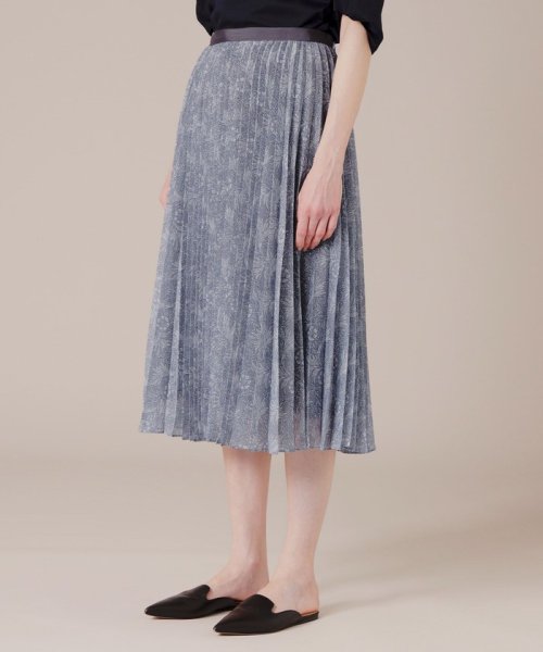 【L】【BIBURY FLOWER】ミニバイブリープリントアコーディオンプリーツスカート