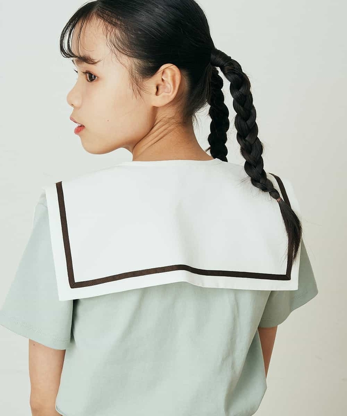 セール】[140－150]セーラーカラー付け襟Tシャツ(504468654