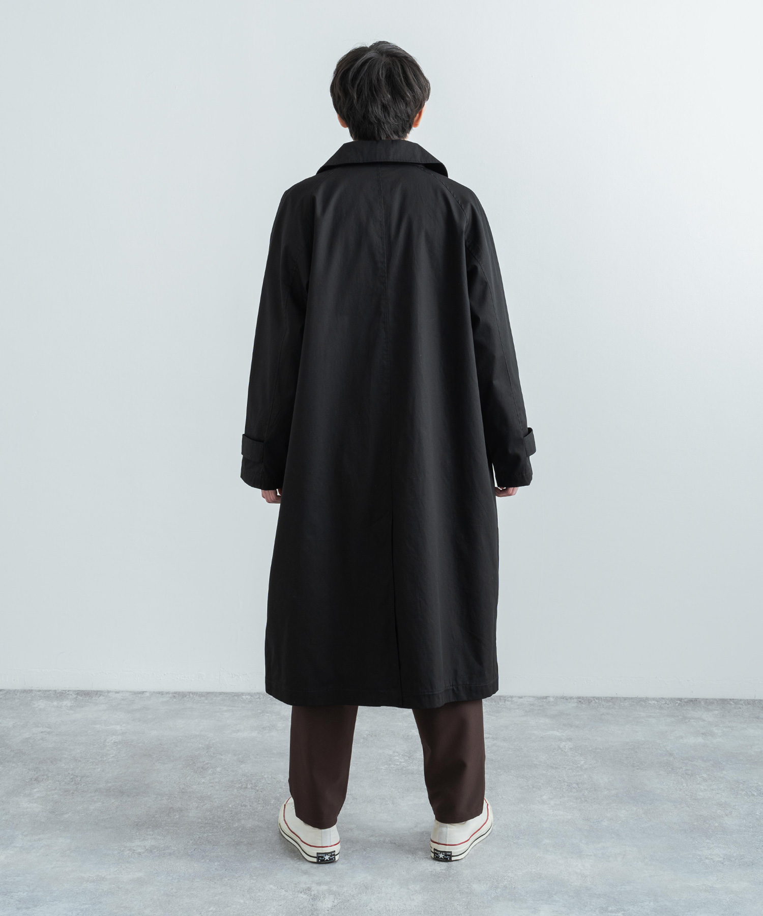 ！ロッキーです！ストレッチ　ステンカラーコート 黒 L M2313750 ロッキーモンロー Rocky Monroe ステンカラーコート メンズ