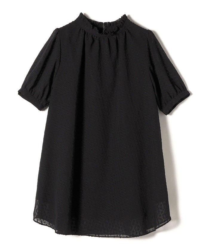 【美品】HIPS　カットジャガードシフォン　2WAY　チュニック　ブラウス　黒 セール】*〈手洗い可能〉カットジャガードシフォン2WAY