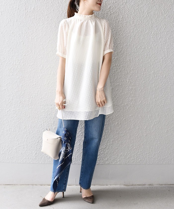 セール】*〈手洗い可能〉カットジャガードシフォン2WAY