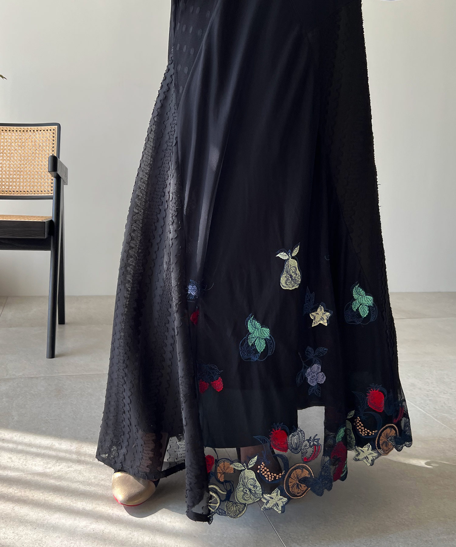 フルーツ刺繍チュール切替ワンピース(504592230) | イズ