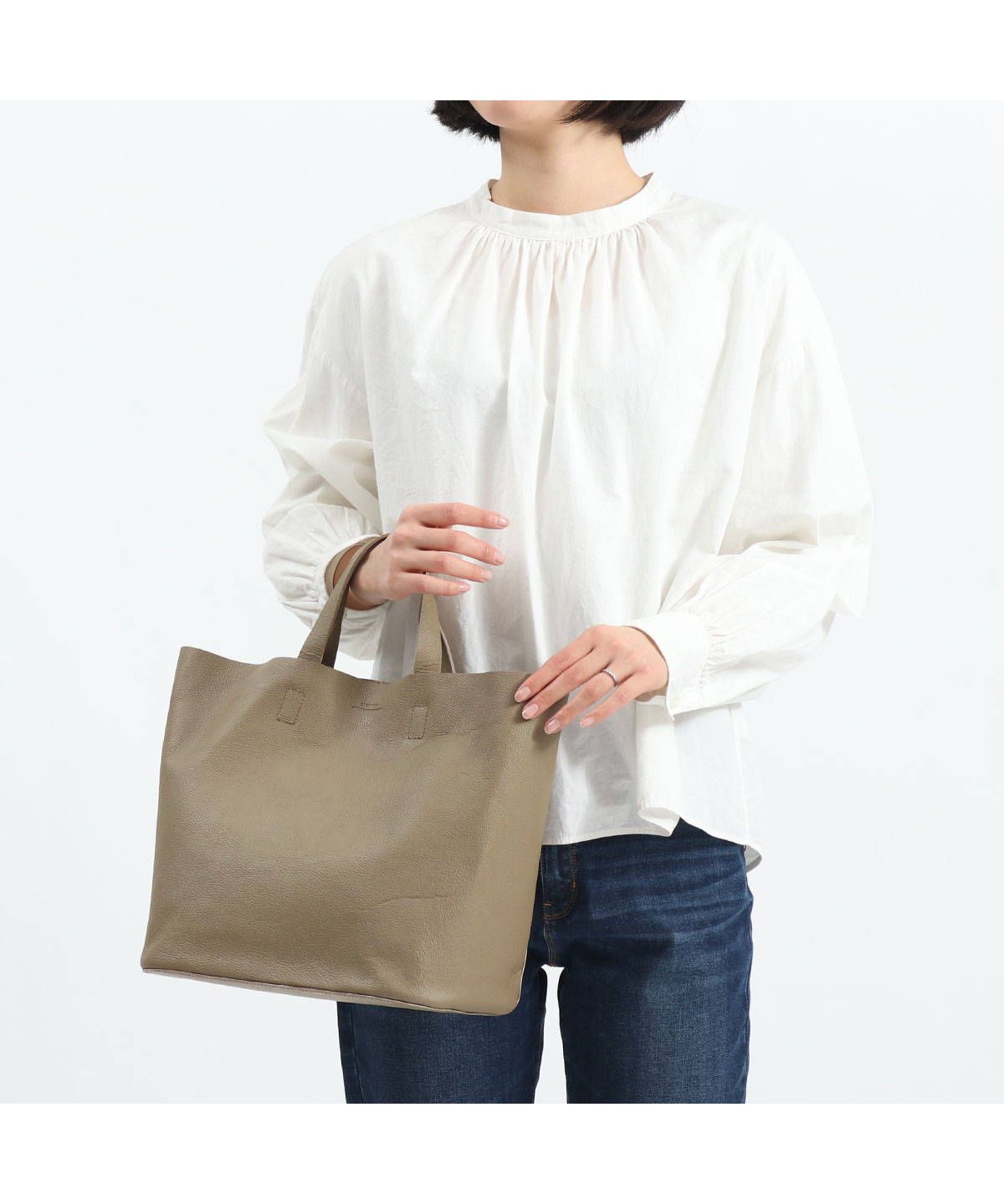 SLOW embossing leather tote bag S B5トート