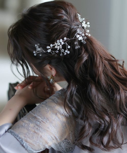 パールとリーフのヘアチャーム プールヴー Pourvous D Fashion