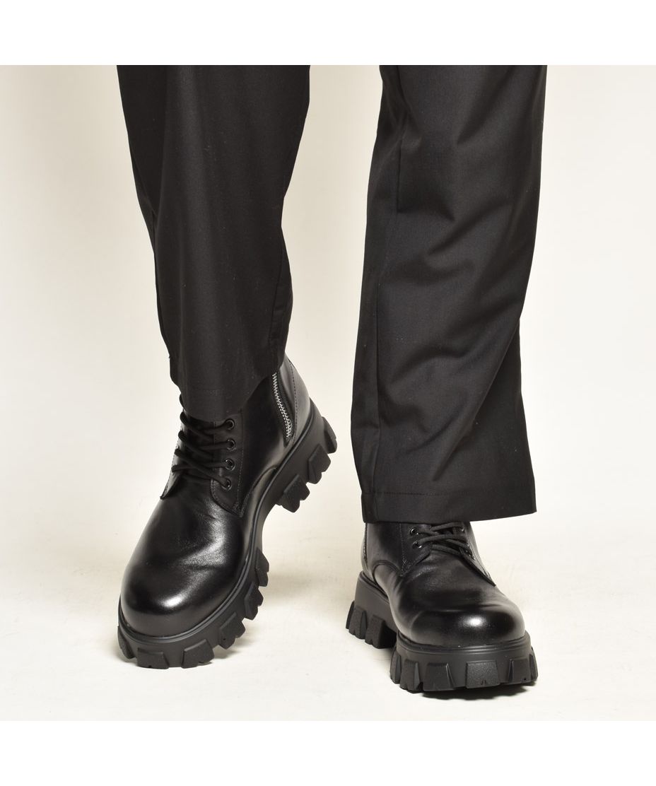 BALENCIAGA ウェッジソールブーティ 新作【BALENCIAGA】ブルドーザー 編み上げ ブーツ カーフスキン