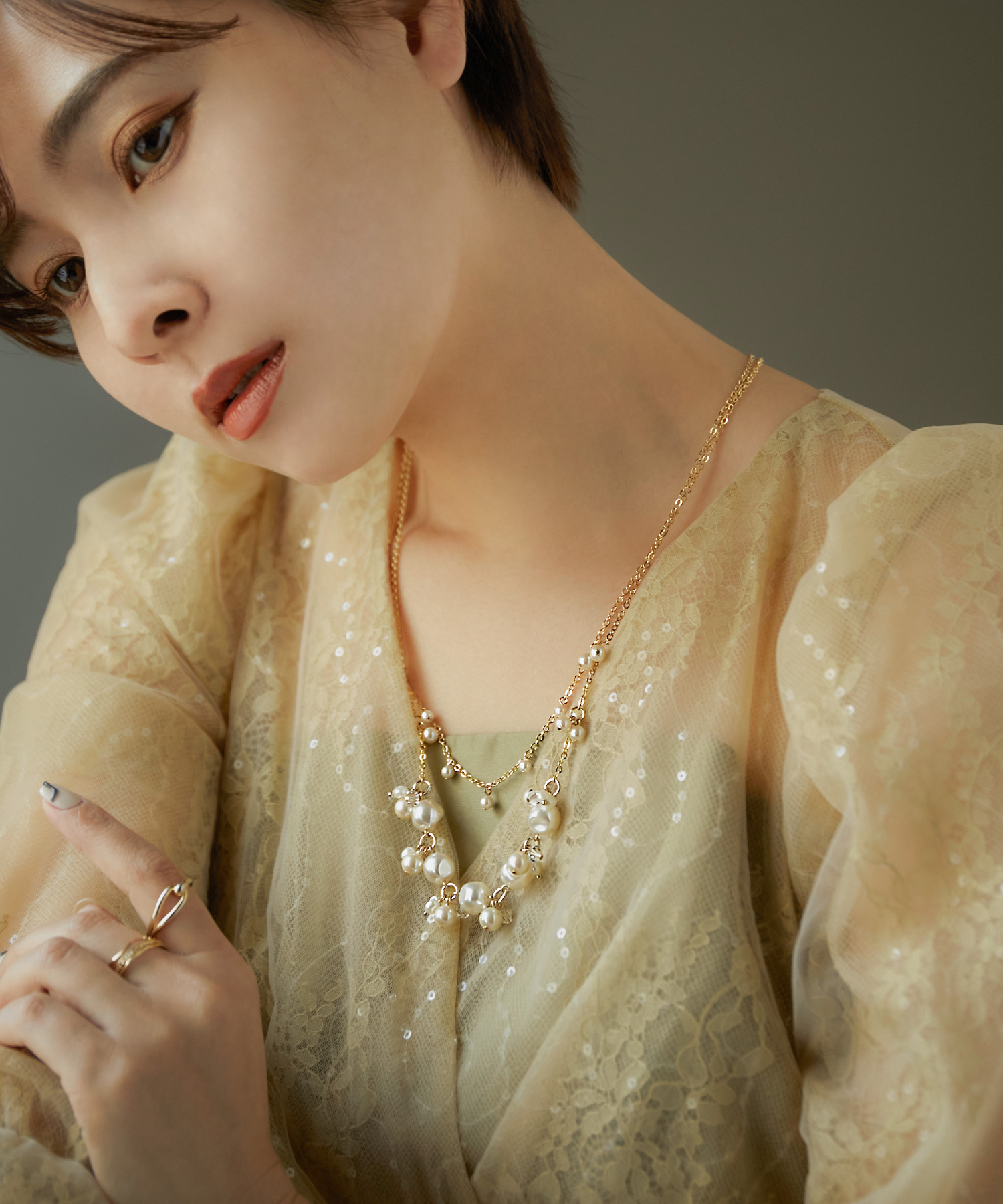 BOTTEGA VENETA★ラナ パール ネックレス フロッグディテール Flower ショートナー・M（ホワイト） | Moon Label - 大月真珠