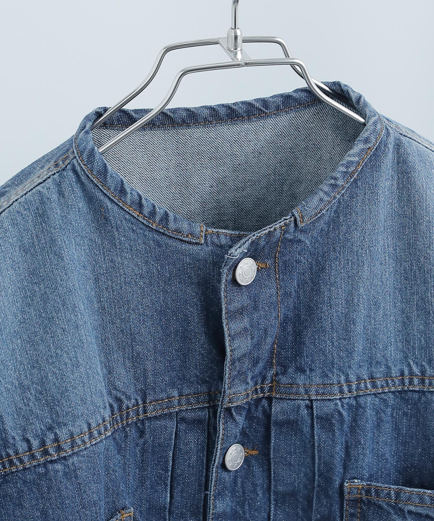 ※ぴなっち様※クレージュノーカラーデニムジャケット　フリンジ　紺色シルバーボタン ノーカラーデニムジャケット通販｜レディースファッション・20代