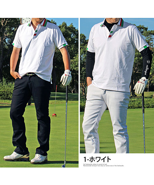 ゴルフポロシャツ メンズ ゴルフウェア 襟ライン イタリアカラー 