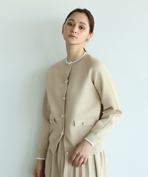 【セットアップ対応商品】Vin 【手洗い可】パールボタンカーディガン