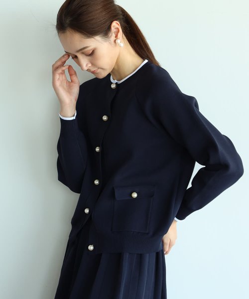 【セットアップ対応商品】Vin 【手洗い可】パールボタンカーディガン