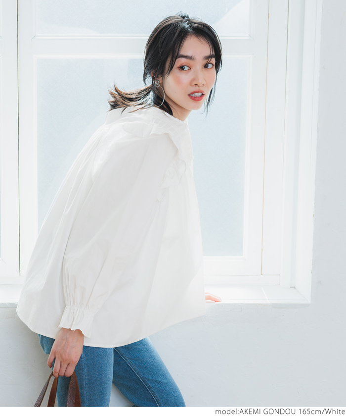 アイコニック ICONIC COUTURE レディース半袖ポロシャツ チェコクリスタル仕様 ブラック 新品 クーポン】【セール 20%OFF】ピンタック肩フリルブラウス