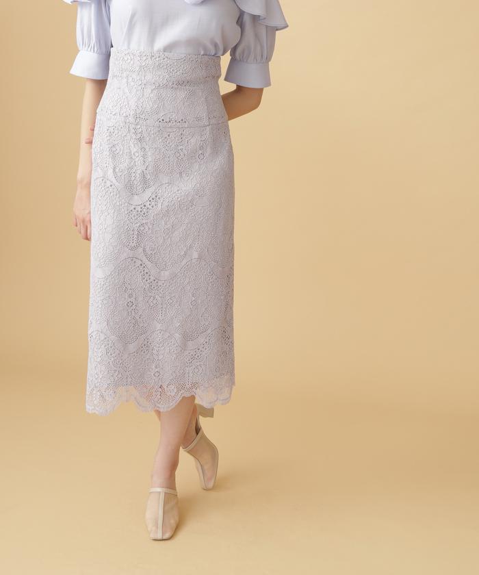 【JILL STUART】3Way仕様レース×ペンシルスカート セール】パネルレースペンシルスカート(504576262) | ジル バイ