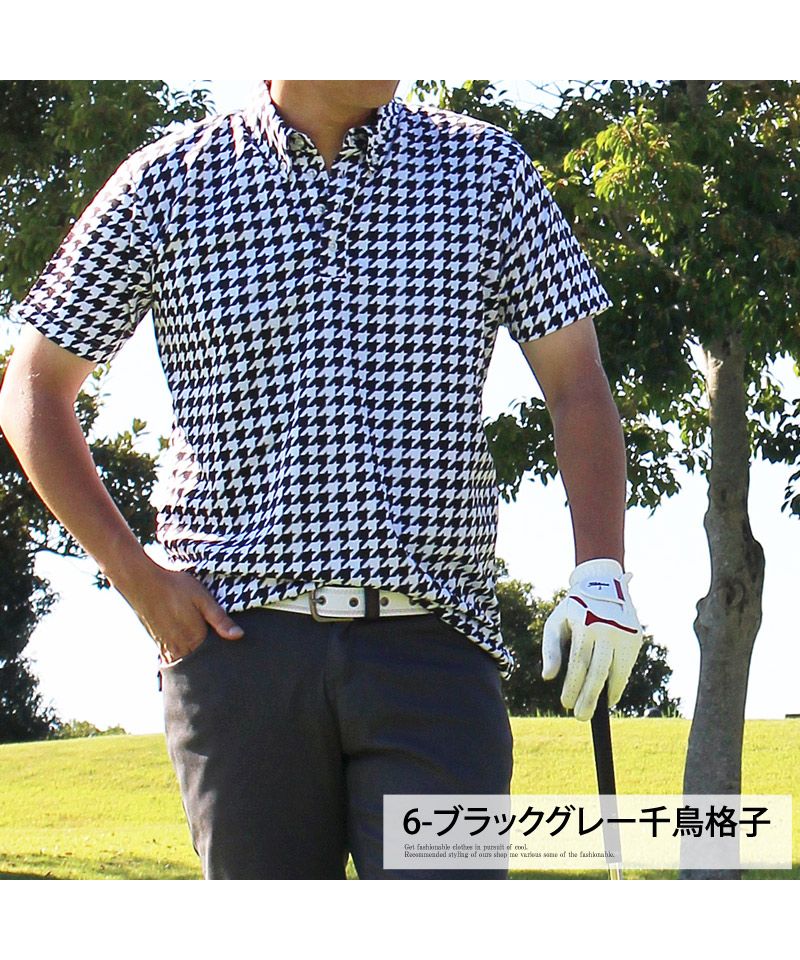 【極美品】海外製 seven 総柄 半袖ポロシャツ メンズ  ゴルフ M