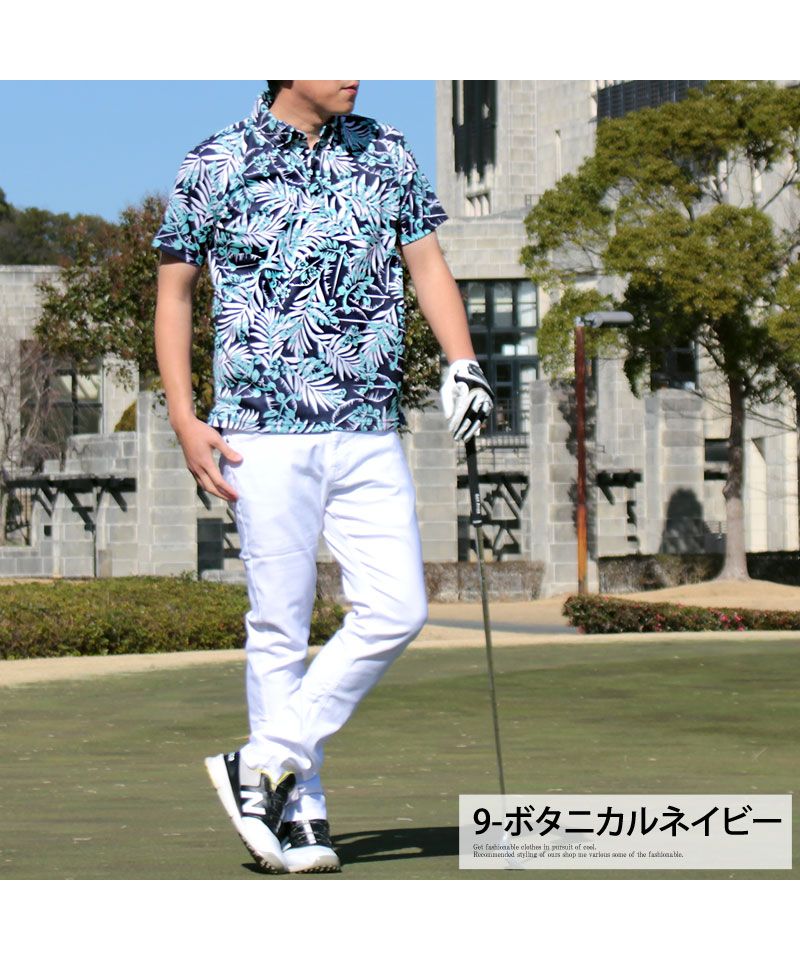 【極美品】海外製 seven 総柄 半袖ポロシャツ メンズ  ゴルフ M