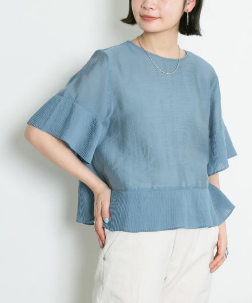 セール】『WEB/一部店舗限定』ミニプリーツ切替ブラウス